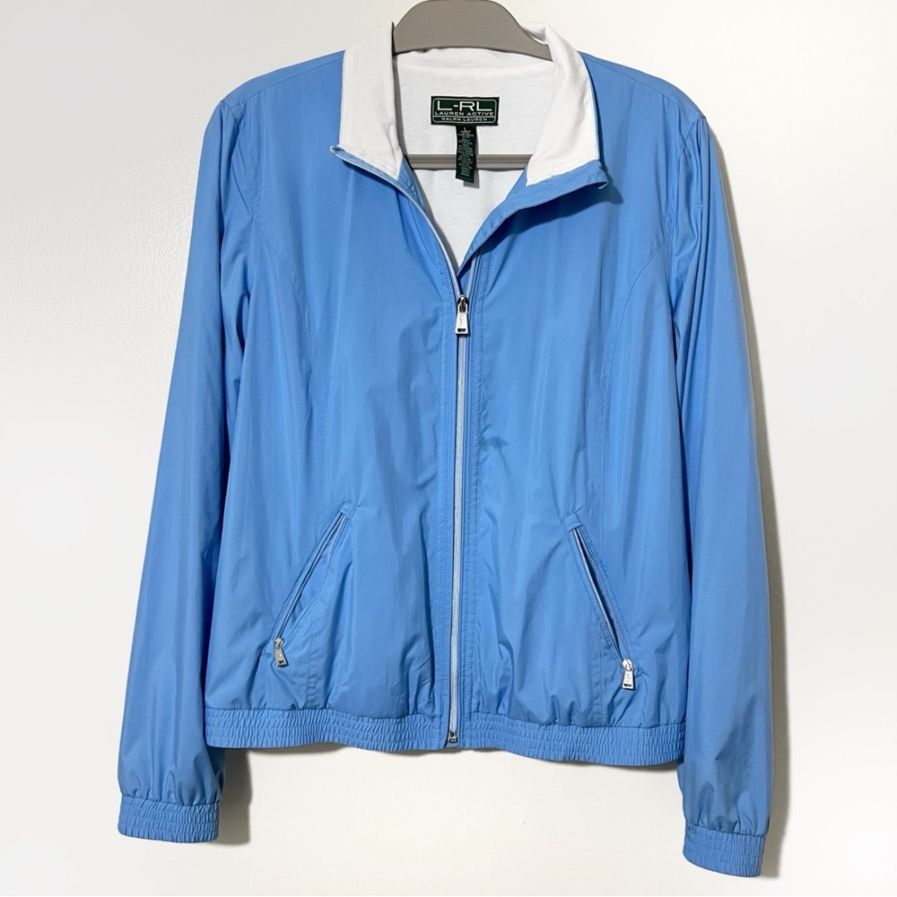 LRL Lauren Ralph Lauren Active Lightweight 90s Windbreaker Zip-up Light Blue Sz